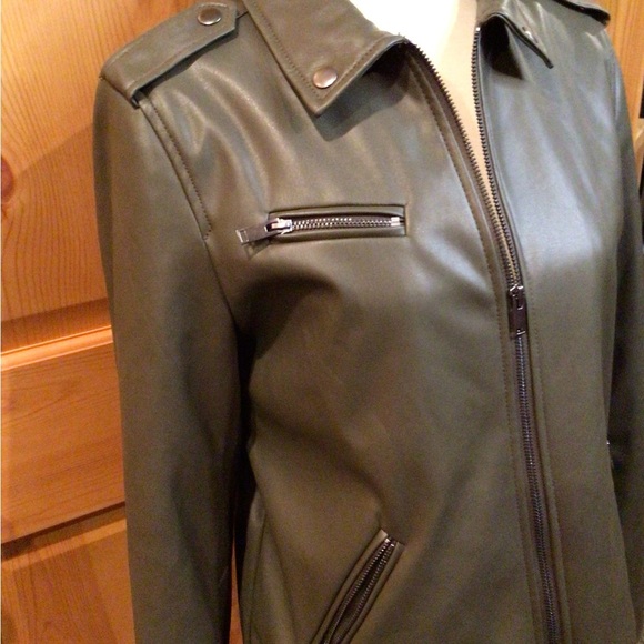 Apt. 9 Faux Leather Olive Green Jacket Size M* - Picture 5 of 7
